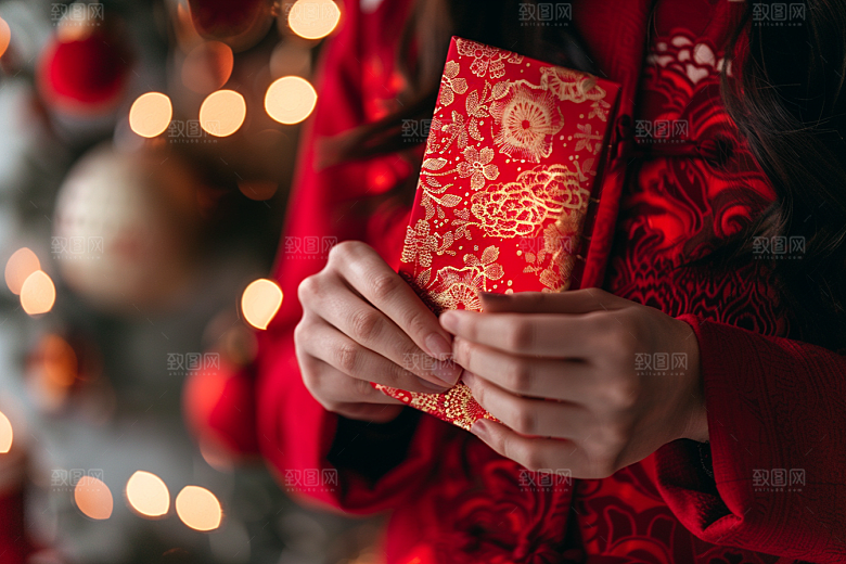 红包春节祝福摄影图