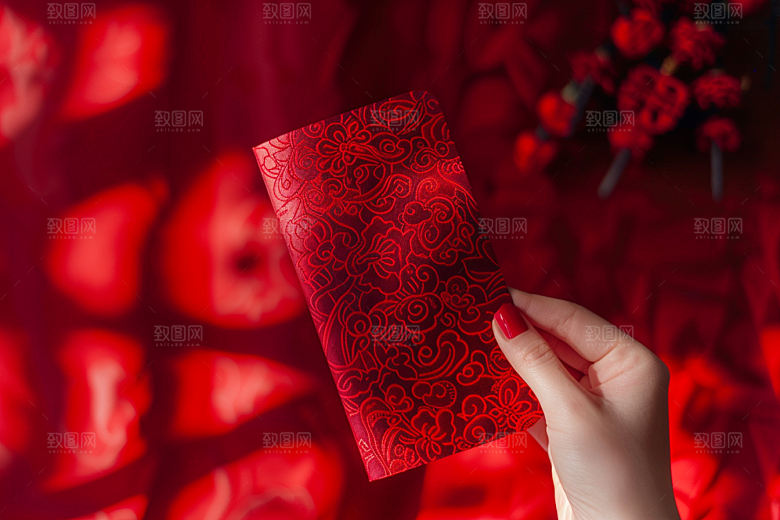 红包过年祝福摄影图