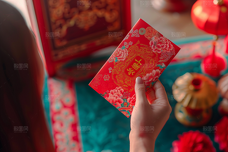红包吉利祝福摄影图