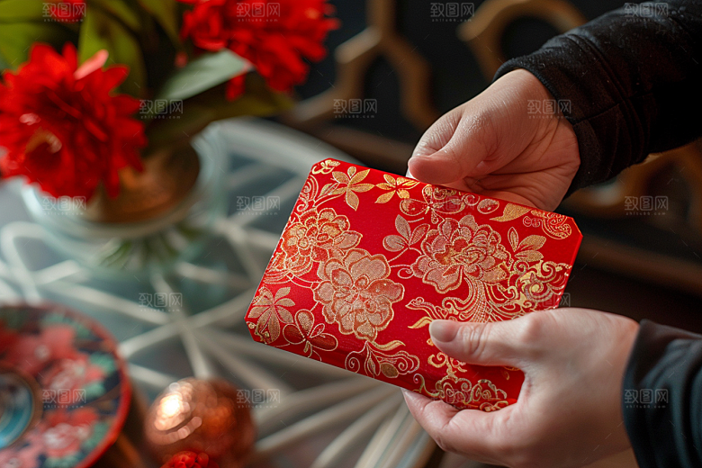 红包过年中国风摄影图