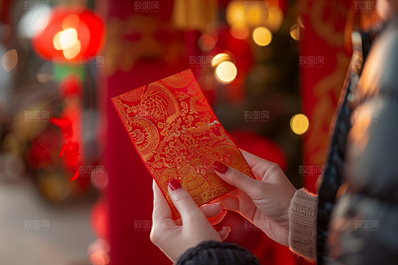 红包送礼过年摄影图