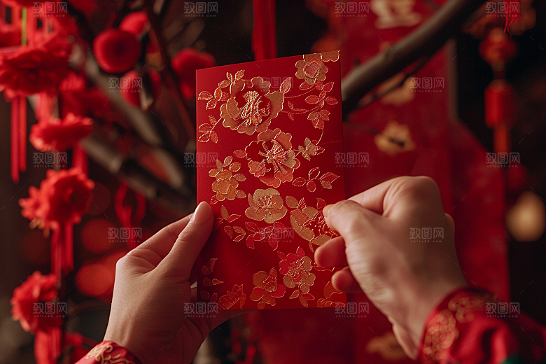 红包祝福利是封摄影图