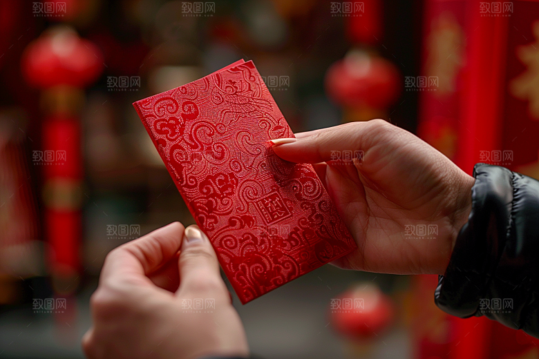 红包过年祝福摄影图