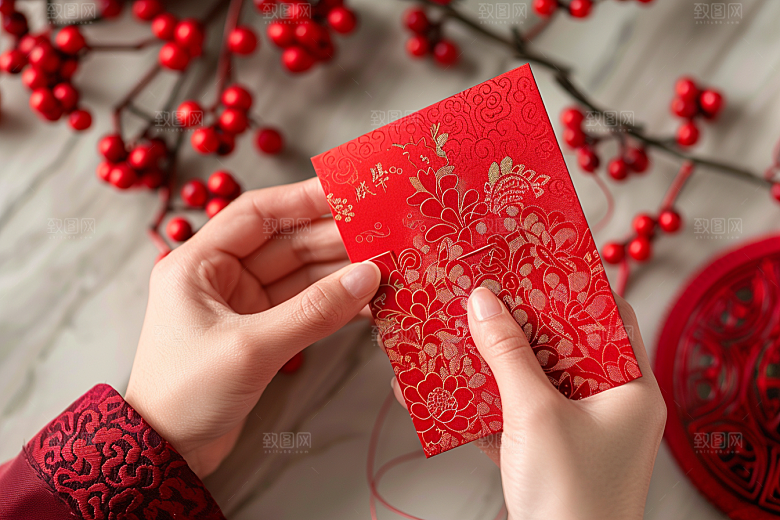 红包过年中国风摄影图