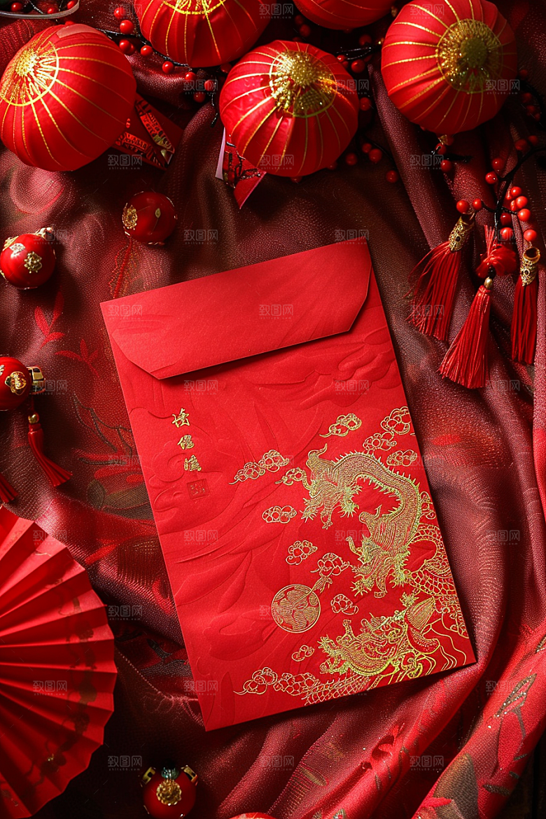 红包祝福春节摄影图