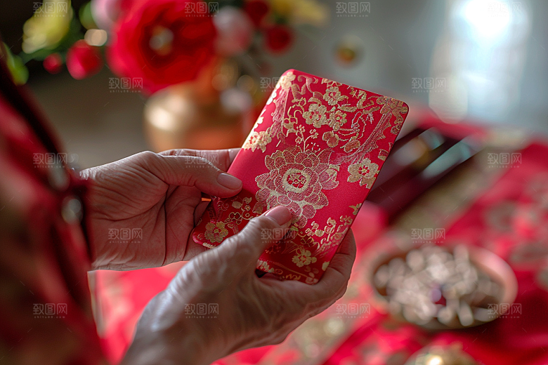 红包春节吉利摄影图