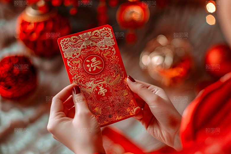红包祝福过年摄影图