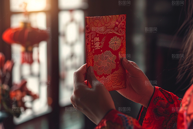 红包祝福春节摄影图