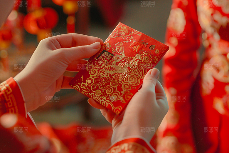 红包过年祝福摄影图