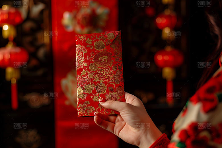 红包春节送礼摄影图