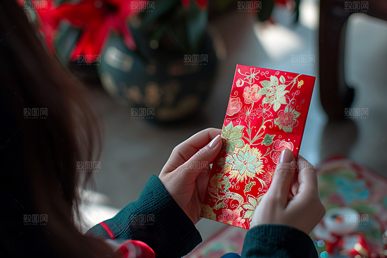 红包祝福利是封摄影图