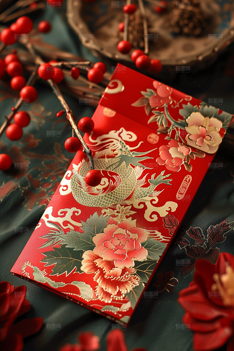 红包春节祝福摄影图