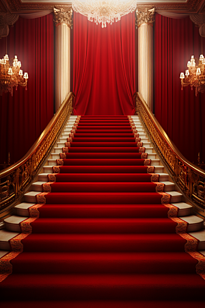红毯楼梯实景效果大气渲染图