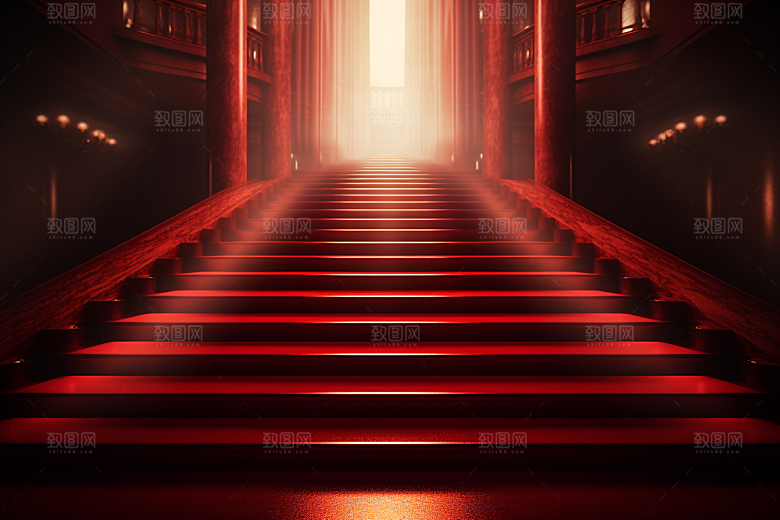 红毯楼梯高端晚宴渲染图