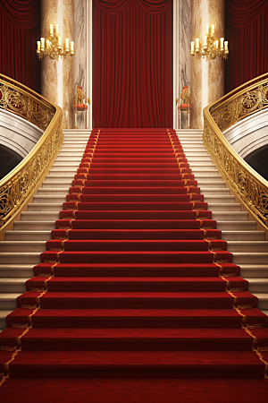 红毯楼梯高端实景效果渲染图