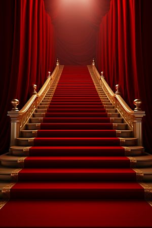 红毯楼梯大气晚宴渲染图