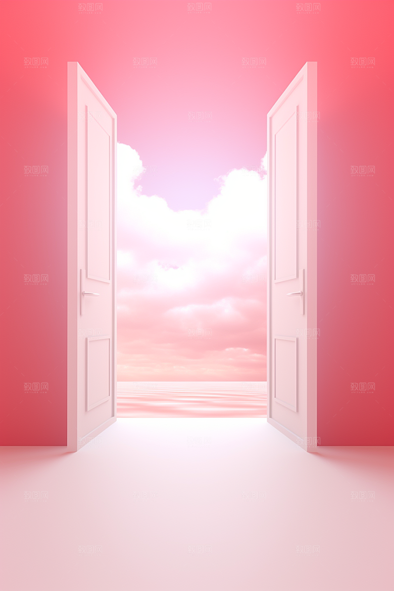 红色大门发光通道喜庆3D背景图