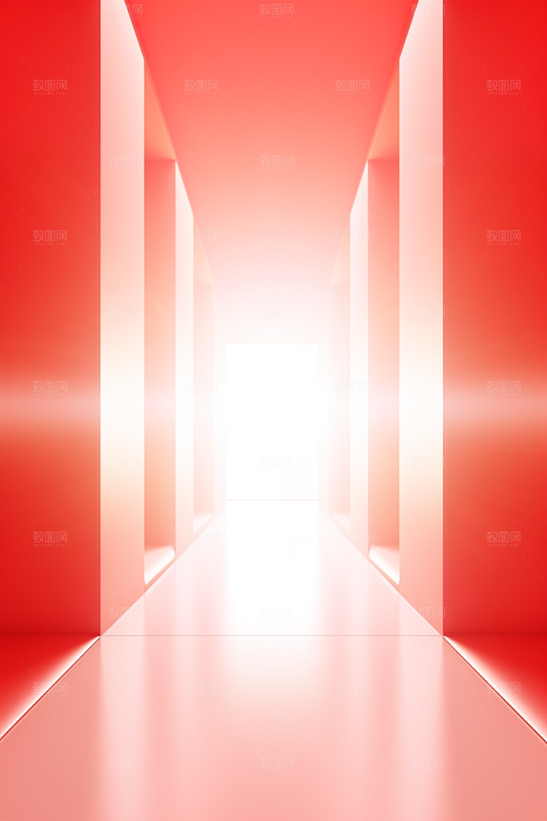 红色大门发光通道开门红火热背景图
