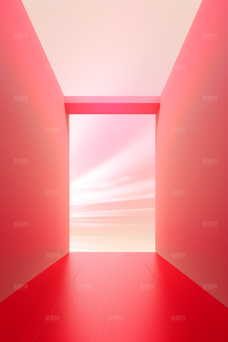 红色大门发光通道促销喜庆背景图