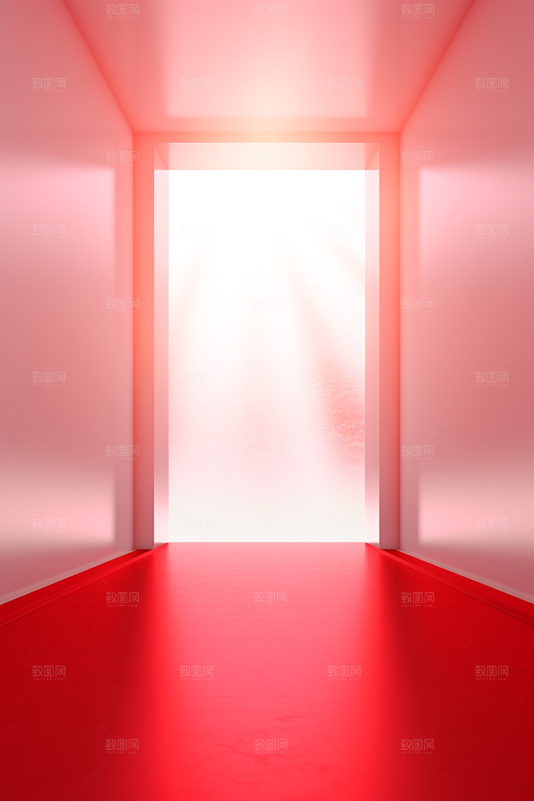 红色大门发光通道喜庆3D背景图