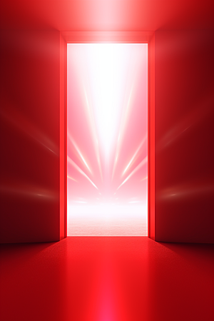 红色大门发光通道开业3D背景图