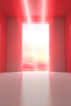 红色大门发光通道开门红空间感背景图