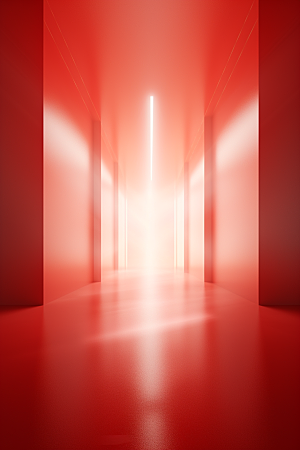 红色大门发光通道火热空间感背景图