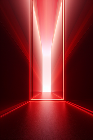 红色大门发光通道直播3D背景图