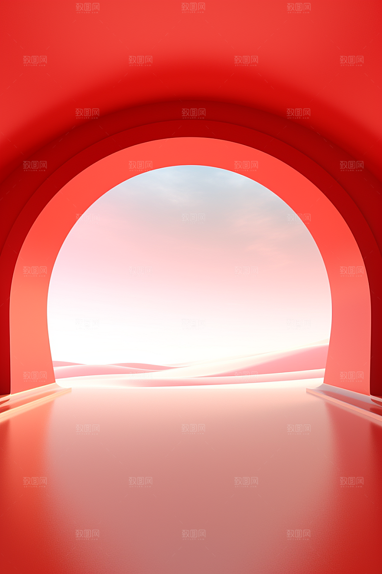 红色大门发光通道3D热卖背景图