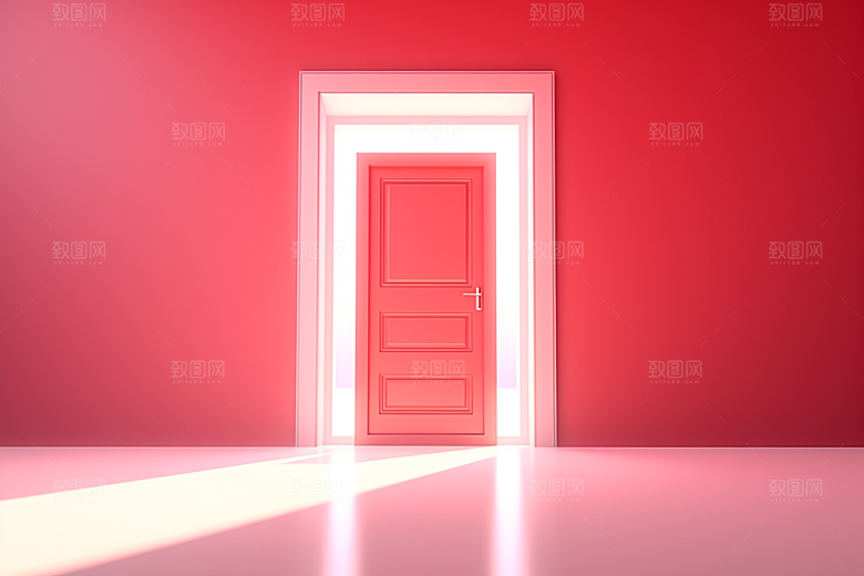 红色大门发光通道开业开门红背景图