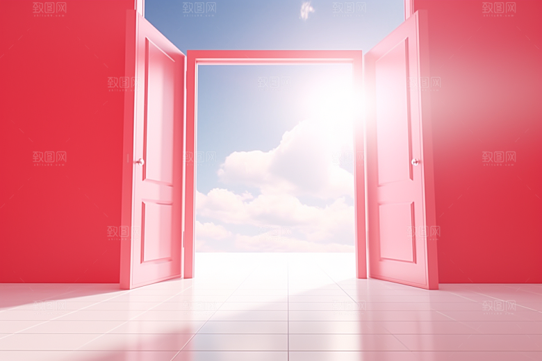 红色大门发光通道热卖3D背景图
