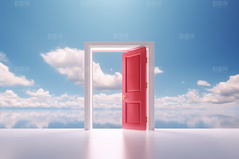 红色大门发光通道3D热卖背景图