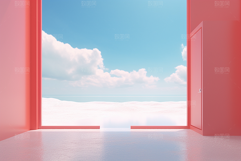 红色大门发光通道喜庆火热背景图
