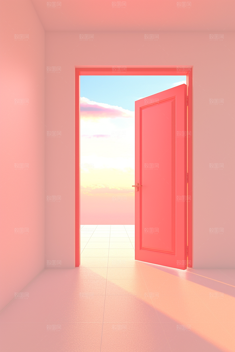 红色大门发光通道热卖3D背景图