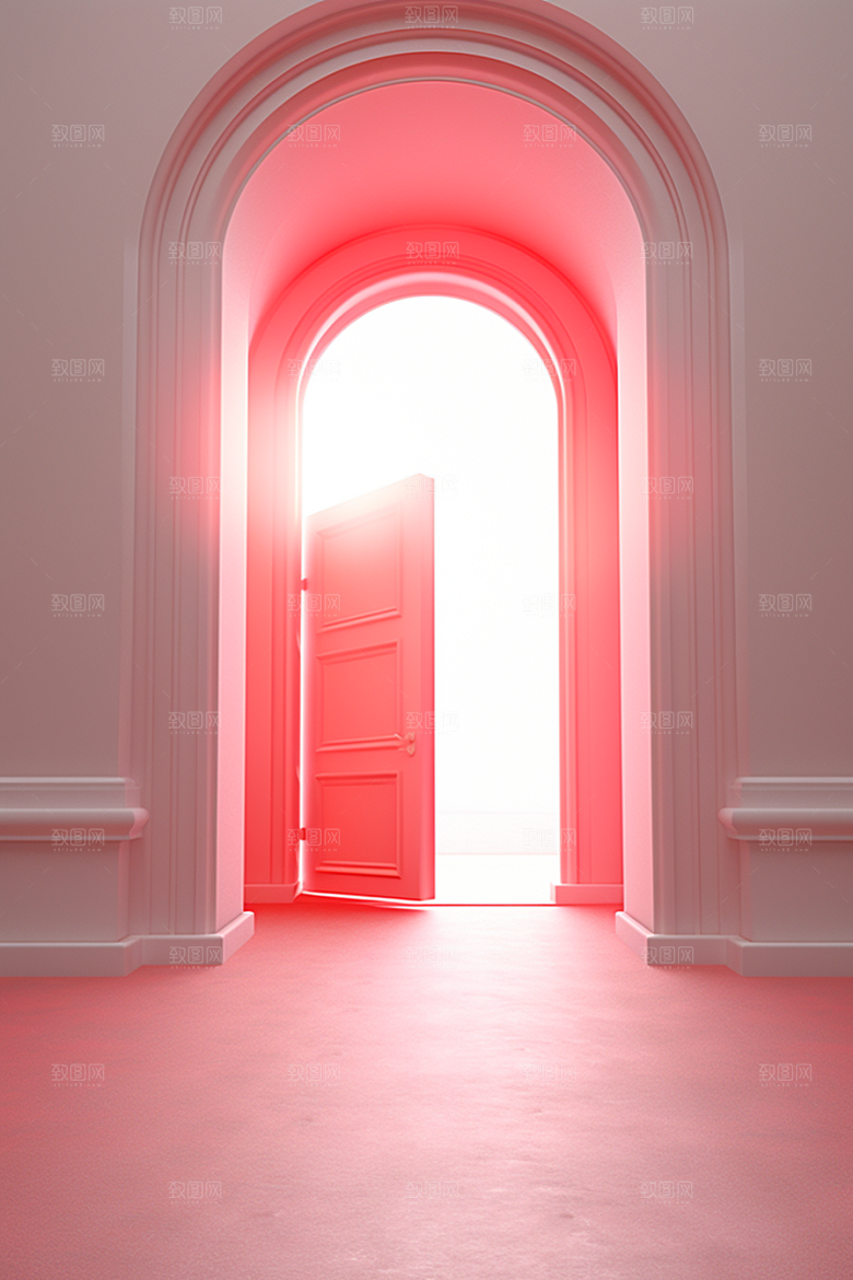 红色大门发光通道喜庆3D背景图