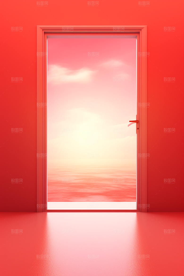 红色大门发光通道热卖3D背景图