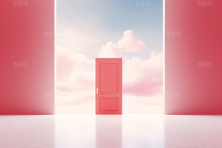 红色大门发光通道开门红开业背景图