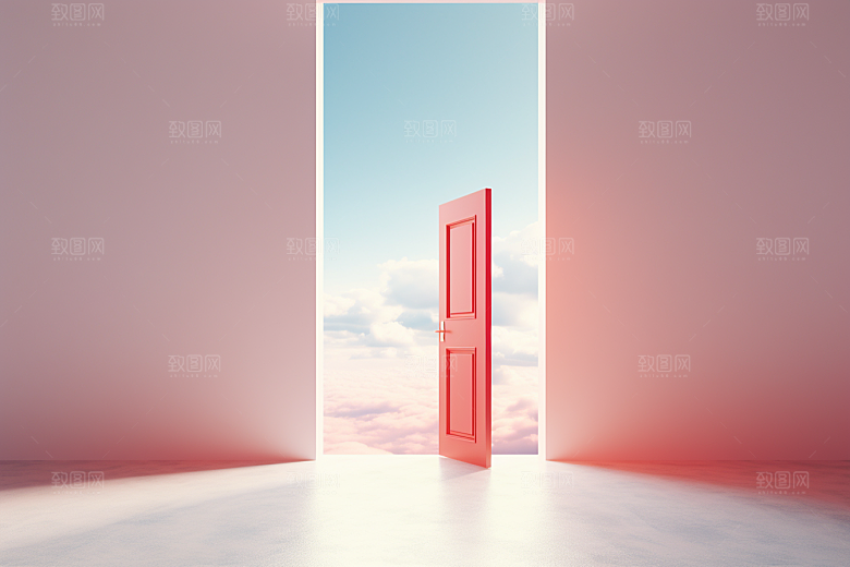 红色大门发光通道喜庆开业背景图