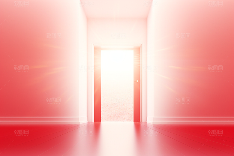 红色大门发光通道火热开业背景图