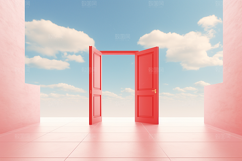 红色大门发光通道热卖3D背景图