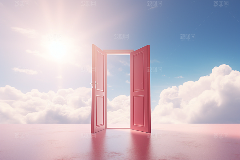 红色大门发光通道开业大吉开业背景图