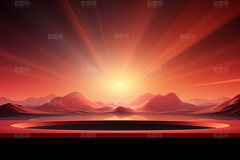 红色线条波浪背景图
