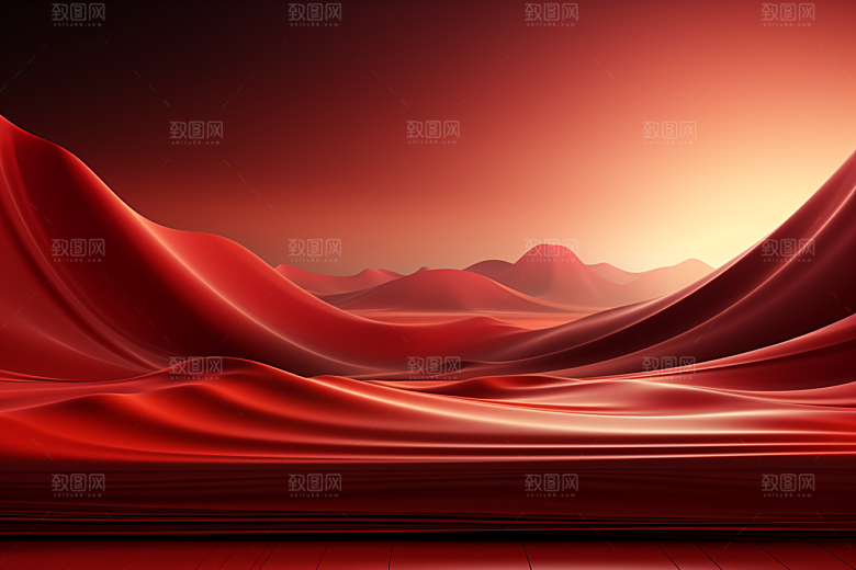 红色渐变波浪背景图