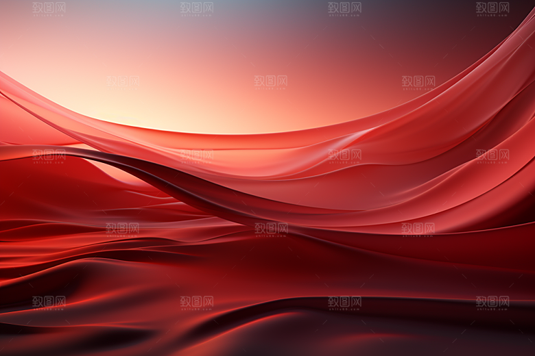 红色线条波浪背景图
