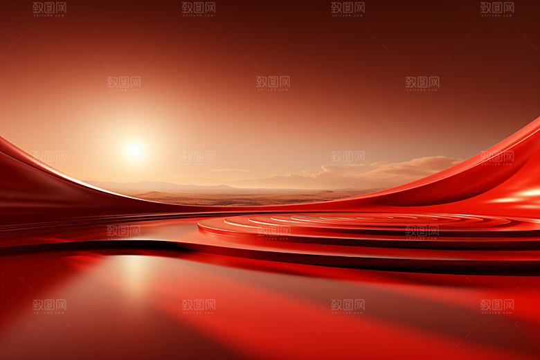 红色波浪高清背景图