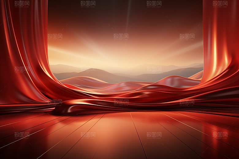 红色线条光效背景图