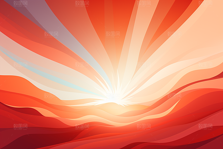 红色光效波浪背景图