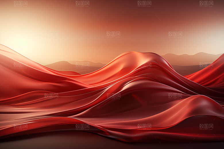 红色丝滑线条背景图