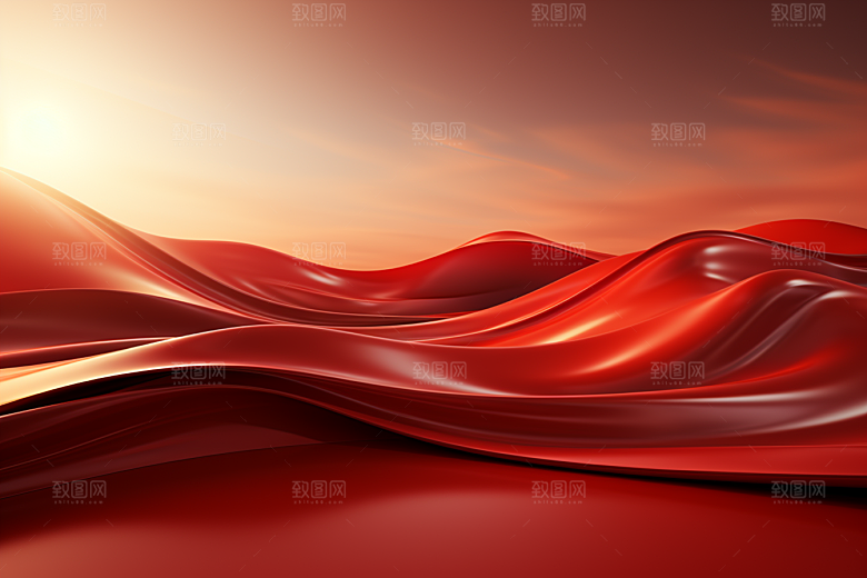 红色波浪光效背景图