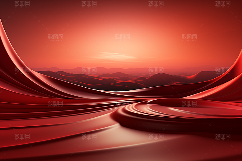 红色光效线条背景图
